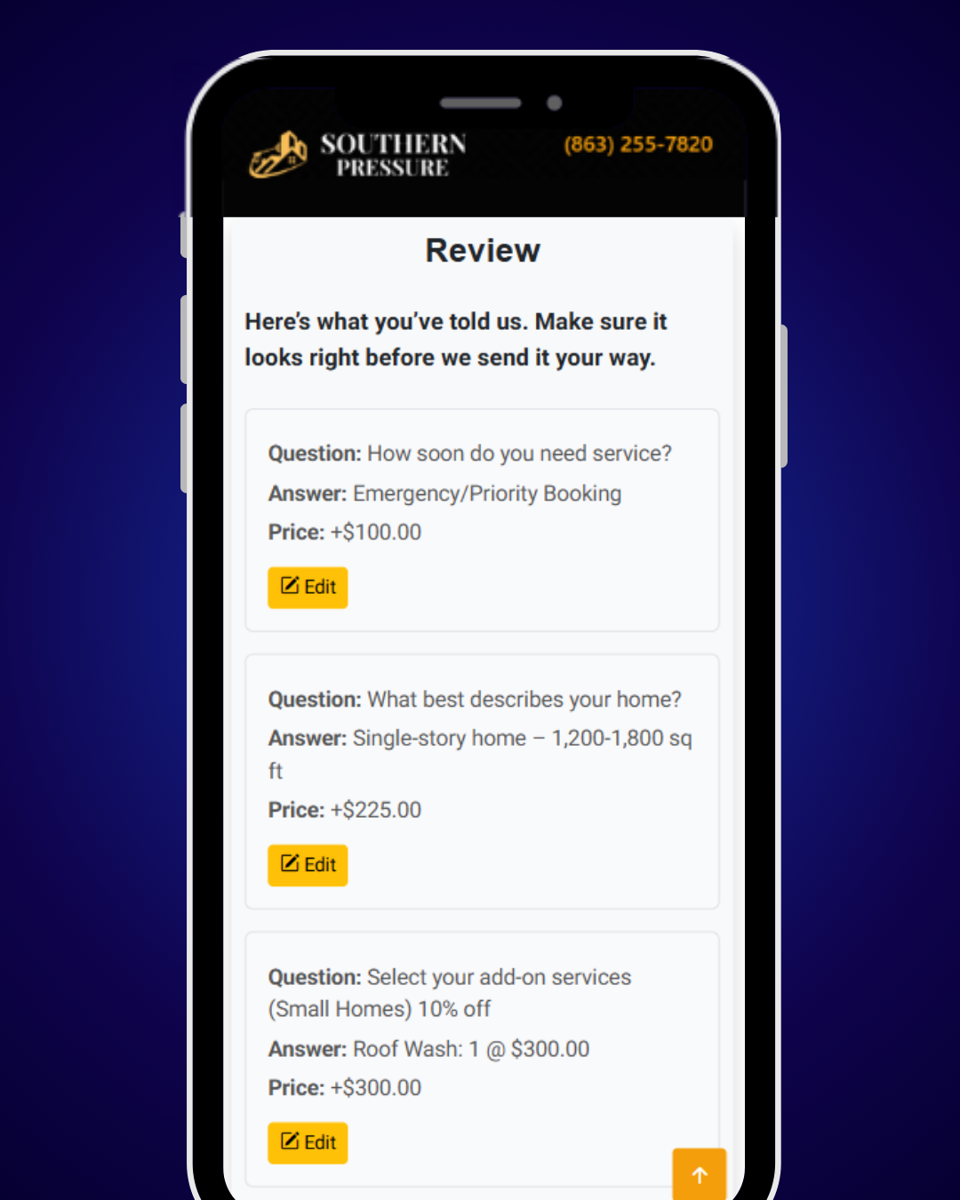 Customer reviewing estimate